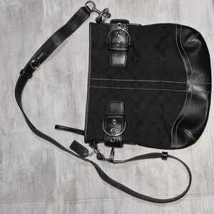 Coach Monogram Vintage Black and Silver Women's Shoulder Bag